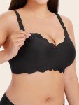 Seamless Wireless Nursing Bra with Extender - Black