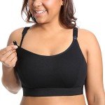Gratlin Plus Size Cotton Nursing Sports Bra - Black