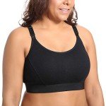 Gratlin Plus Size Cotton Nursing Sports Bra - Black
