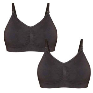 Plus-Size Seamless Nursing Bra 2-Pack, Black