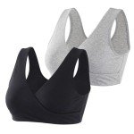Cotton Wireless Nursing Sleep Bra - Black & Grey