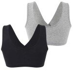 Cotton Wireless Nursing Sleep Bra - Black & Grey