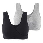 Cotton Wireless Nursing Sleep Bra - Black & Grey