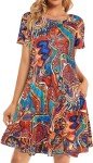 Floral Short Sleeve Sundress with Pockets for Women