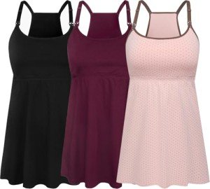 SUIEK Women's Nursing Tank Top 3-Pack Set