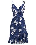 ULTRANICE Womens Summer Spring Dress 2023 Casual Floral Wrap V Neck Adjustable Spaghetti Ruffle Dresses(Floral27,M)