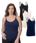 Nursing Cami Tank Tops with Built-In Bra - 3 Pack