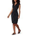 Amazon Essentials Women's Classic Cap Sleeve Wrap Dress (Available in Plus Size), Black, Large