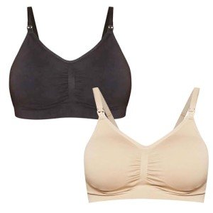 Seamless Nursing Bra for Moms - Black/Sandshell 2 Pack