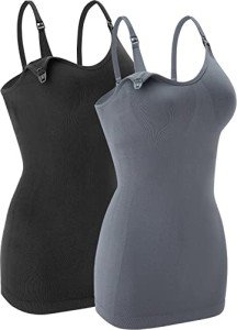 Nursing Tank Tops with Built-In Bra - 2 Pack