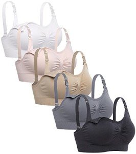 Lataly Women's Wirefree Nursing Bra Set of 5