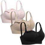 Lataly Women's Wirefree Nursing Bra - Black, Beige, Pink