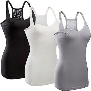 4-Pack Women's Nursing Tank Tops with Adjustable Straps