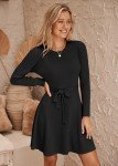 Hotouch Women's Black Long Sleeve Sweater Dress