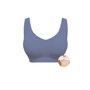 Seamless Pocketed Mastectomy Bra for Women - Blue