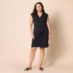 Amazon Essentials Women's Classic Cap Sleeve Wrap Dress (Available in Plus Size), Black, Large