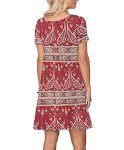 Boho Floral Red Swing Dress with Pockets