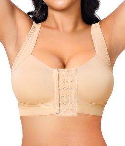 BRABIC Front Closure Mastectomy Compression Bra, Beige