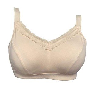 Soft Cotton Post-Surgery Bra with Pockets, Beige