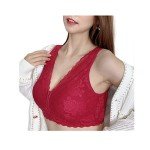 Soft Lace Mastectomy Bra with Pockets, Red
