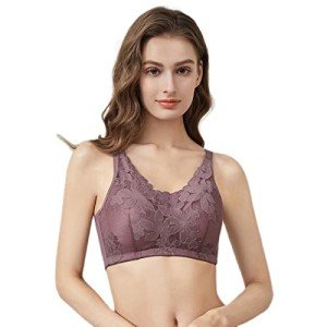 Purple Wireless Mastectomy Bra with Pockets - X-Large