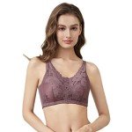 Purple Wireless Mastectomy Bra with Pockets - X-Large