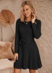 Hotouch Women's Black Long Sleeve Sweater Dress