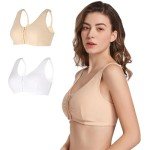 Front Closure Cotton Mastectomy Bra with Pocket