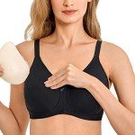 LADINE Women's Wire-Free Mastectomy Bra - Black 38E