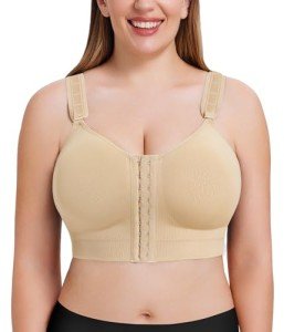 Beige Front Closure Mastectomy Bra for Women