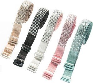 Adjustable Rhinestone Bra Straps - 3 Pairs