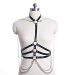 Asooll Black Punk Leather Body Chain Harness