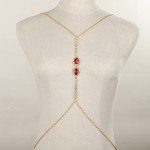 Rhinestone Gold Red Crystal Body Chain for Women