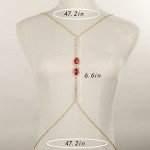 Rhinestone Gold Red Crystal Body Chain for Women
