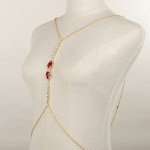 Rhinestone Gold Red Crystal Body Chain for Women