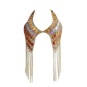 Boho Rhinestone Layered Gold Body Chain for Women