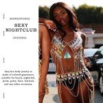 Boho Rhinestone Layered Gold Body Chain for Women