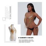 Boho Rhinestone Layered Gold Body Chain for Women