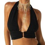 Rhinestone Tassel Pendant Bra Chain Necklace
