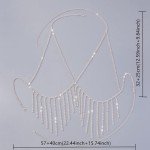 Silver Rhinestone Bra Chain with Tassels for Women