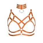 Plus Size Women's Gothic Cage Harness Bra, Orange