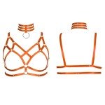 Plus Size Women's Gothic Cage Harness Bra, Orange