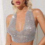 Sparkly Silver Crystal Body Chain for Women