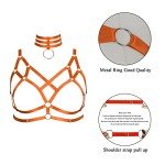 Plus Size Women's Gothic Cage Harness Bra, Orange