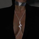 Silver Rhinestone Snake Body Chain for Women