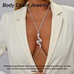 Silver Rhinestone Snake Body Chain for Women