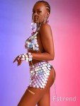 Sequin Body Chain Bra and Skirt Set for Parties