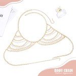 Gold Pearl Layered Chest Chain Necklace for Women