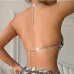 Sparkly Sequin Body Chain Bra for Parties