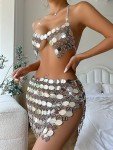 Sparkly Sequin Body Chain Bra for Parties